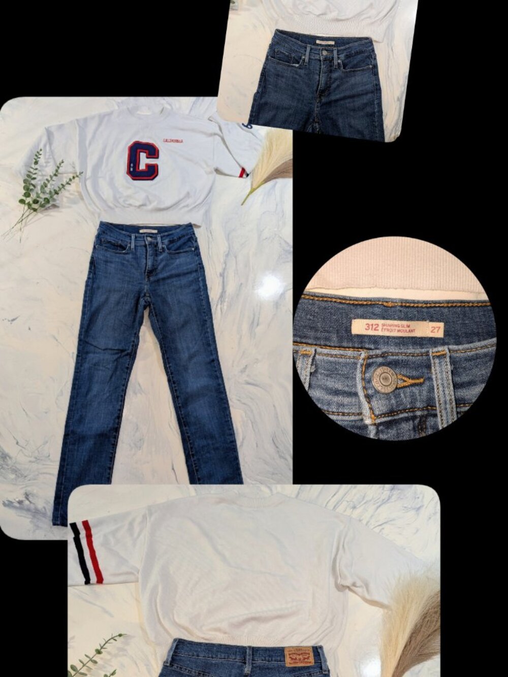Ensemble: Jeans Levi's 312 Slim T.27 + Chandail California M